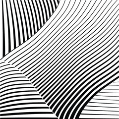 Abstract warped Diagonal Striped Background . Vector curved twisted slanting, waved lines texture