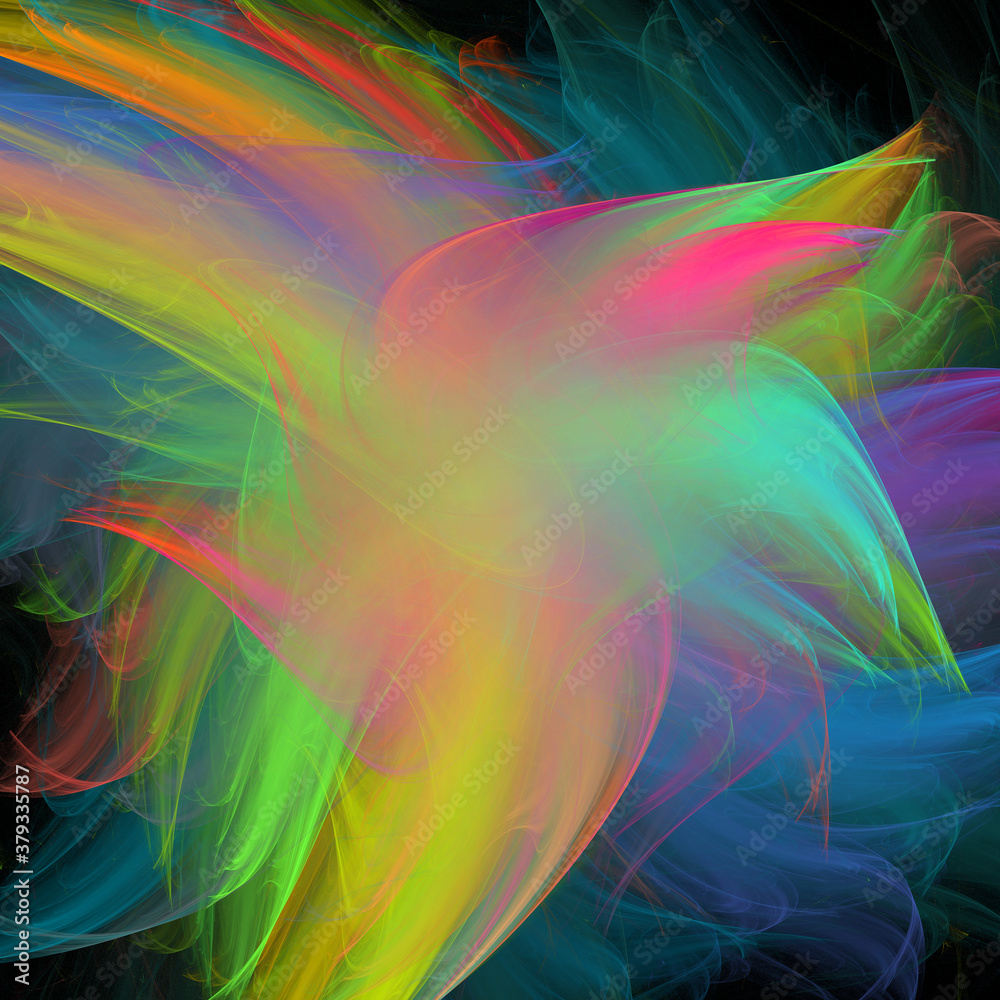 Fototapete 3D visualization and isolated abstract fractal on a black background. The abstract computer is generated by a fractal design.