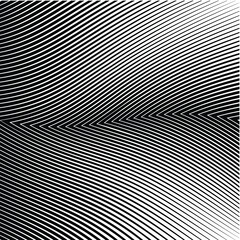 Abstract warped Diagonal Striped Background . Vector curved twisted slanting, waved lines texture