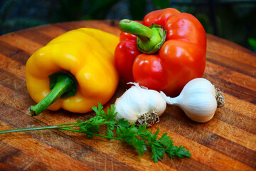 vegetables on a board