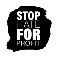 STOP HATE FOR PROFIT quote. Boycott Campaign signs. Social Media Hashtag text. Protest sign design isolated on white background. Vector illustration.