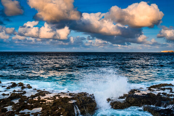 Fototapeta premium The Caribbean Sea from the Malecon in Havana, Cuba