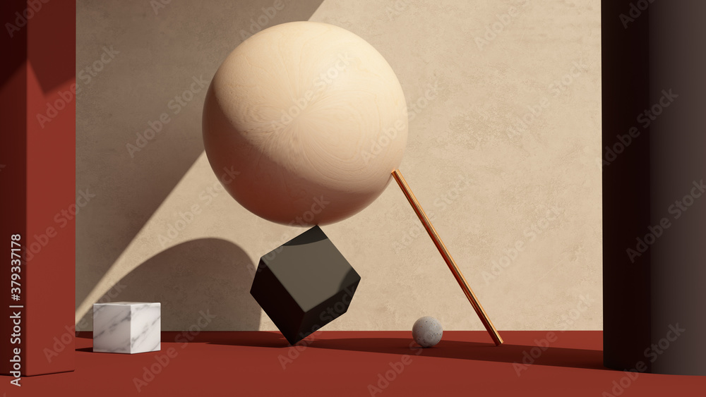 Canvas Prints balance. impossible happen geometric shapes abstract composition background. 3d rendering