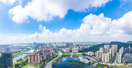 Panoramic view of urban scenery in Nansha District, Guangzhou, China