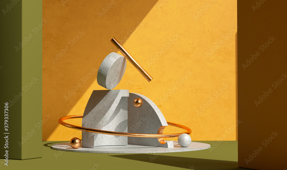 Canvas Prints balance. impossible happen geometric shapes abstract composition background. 3d rendering