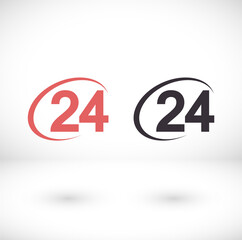 Clock vector icon. vector icon illustration of time. Website, user interface 24 hours sign vector icon in flat style. Twenty four hours open vector icon illustration on white isolated background.