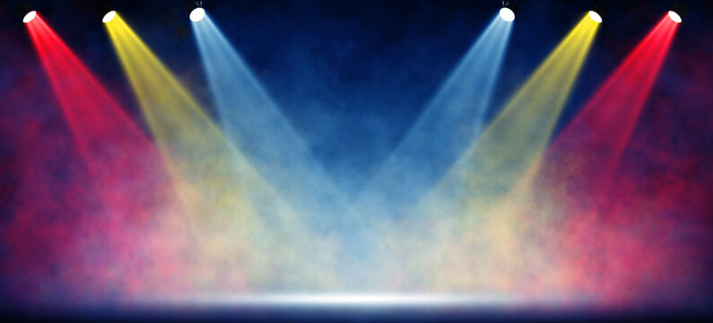  Spotlights illuminating empty stage © Alekss