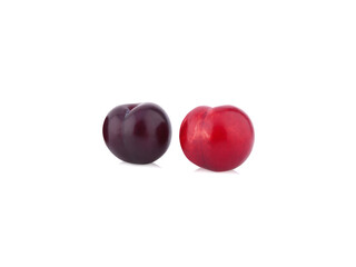 red cherry plum isolated on white background