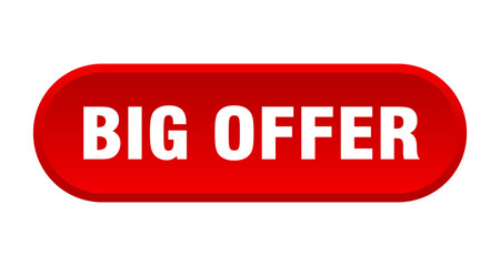big offer button. rounded sign on white background
