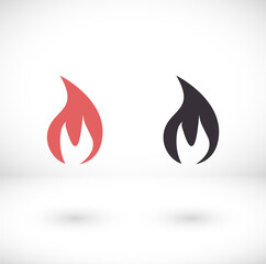 Fire flame icon. Black icon isolated on white background. Fire flame silhouette. Simple icon. Web site page and mobile app design vector