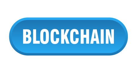 blockchain button. rounded sign on white background