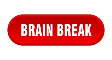 brain break button. rounded sign on white background