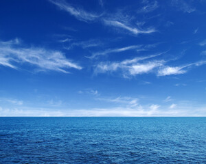 Blue sea with waves and sky