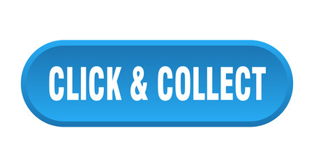 click & collect button. rounded sign on white background