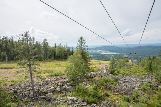 Cableway Ropeway Landscape In The Mountains