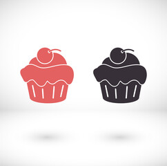  Cupcake vector icon. Two-tone version of cupcake vector icon on white and black background. vector icon Small cake designed to serve one person vector icon .