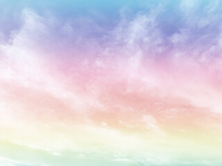 cloud and sky with a pastel rainbow-colored background