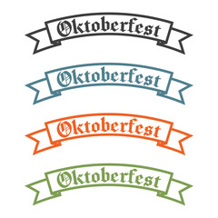 Obraz premium Festival de cerveza Oktoberfest. Logotipo lineal texto Oktoberfest en listón en varios colores 