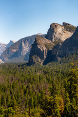 Nice view of Tunnel view in Yosemite National Park during summer season . One of the most famous and beautiful national park of the country locate in California , United States of America