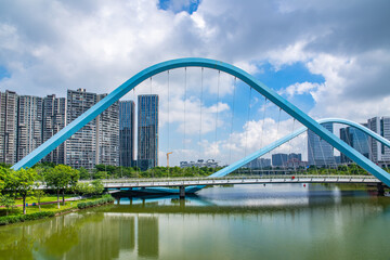Scenery of Jiaomen Bridge in Nansha District, Guangzhou, China