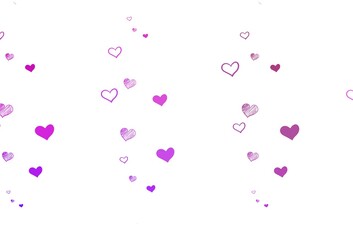 Light Purple, Pink vector template with doodle hearts.