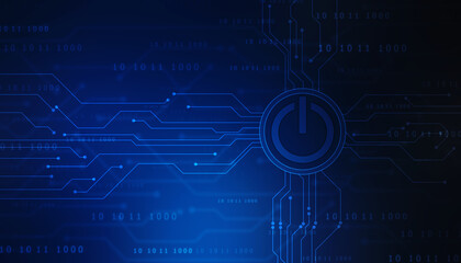 Power button technology background.
Innovation switch, abstract circuit board background with power button