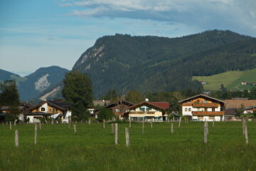 Fototapeta na wymiar Residential houses in Altenmarkt in Pongau,Salzburg Province,Austria,Europe 