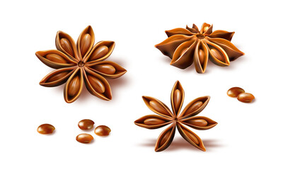 Anise stars isolated on white background