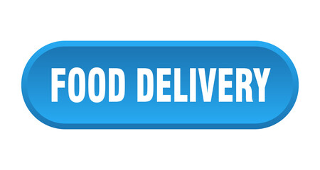 food delivery button. rounded sign on white background