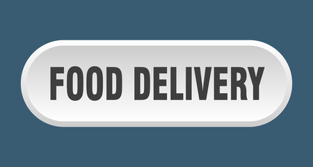 food delivery button. rounded sign on white background