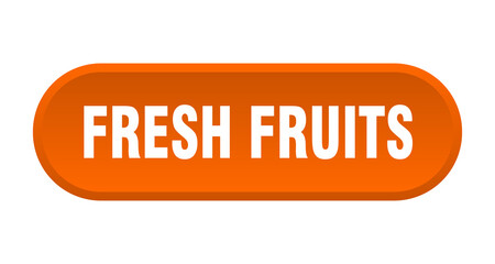 fresh fruits button. rounded sign on white background