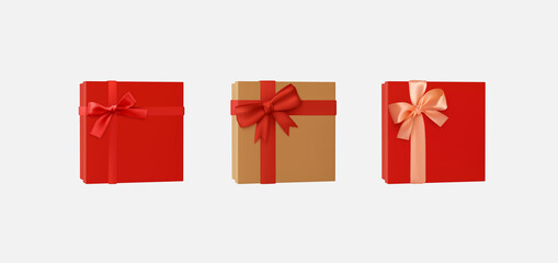 Set of gifts box. Collection realistic gift presents. Vector illustration.