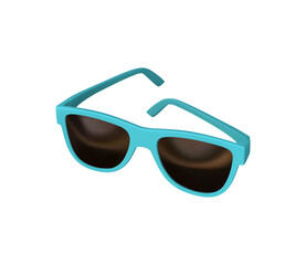 Realistic 3d fashion Sunglasses. Isolated on white background. Blue Glasses for men and women. Vector illustration.