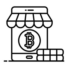 
Bitcoin inside mobile phone showing bitcoin store icon
