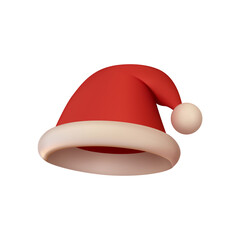 Christmas red hat Santa Claus. 3D realistic isolated object on white background. vector illustration