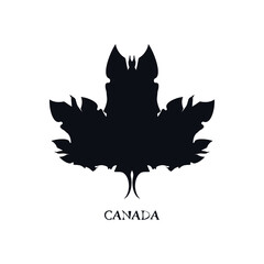 Canadian maple black leaf logo symbol emblem Flag sign icon Abstract mystical tattoo Modern ethnic design Fashion print for clothes apparel greeting invitation card badge banner poster flyer cover