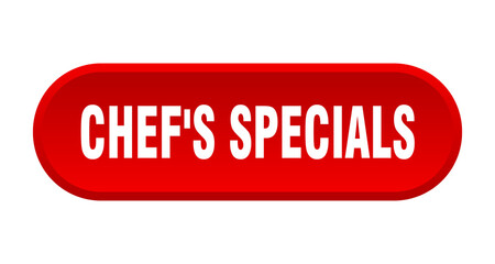 chef's specials button. rounded sign on white background