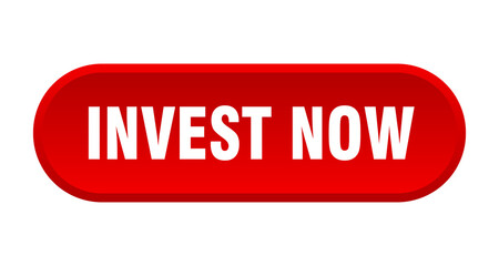 invest now button. rounded sign on white background