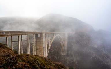 Bixby creek bridge during summer season , North Pacific Ocean , California , USA