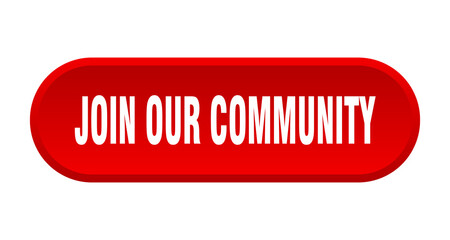 join our community button. rounded sign on white background