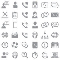Customer Service Icons. Gray Flat Design. Vector Illustration.