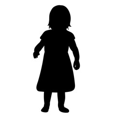 silhouette of a little girl in a dress
