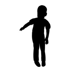 white background, black silhouette of a boy jumping