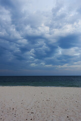 Dark clouds above beach