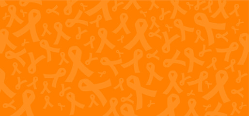 World cancer day or hope Orange ribbon awareness month symbol of leukemia, animal abuse cancer association, multiple sclerosis RSD, hyperactivity ADHD and pain syndrome ribbons World Kidney Day, march