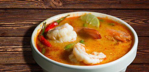 Tom Yam kung Spicy Thai soup with shrimp