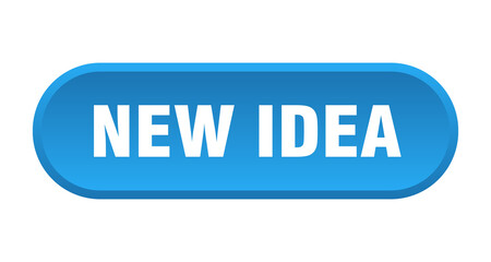 new idea button. rounded sign on white background