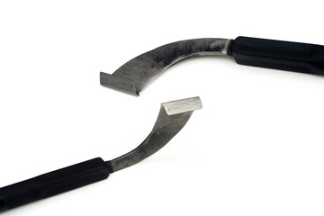 Rubber tapping knife on white background.