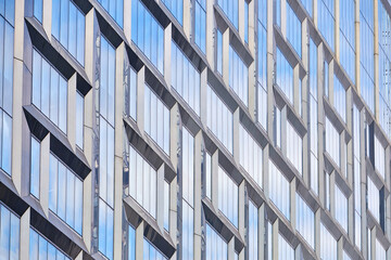 Glass facades of office buildings for background