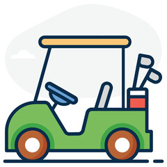 
Icon of golf cart in flat vector design 
